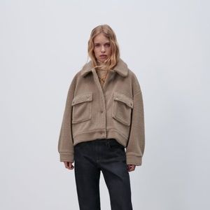 SOLD OUT LIMITED EDITION-FLEECE BOMBER JACKET WITH POCKETS ZARA